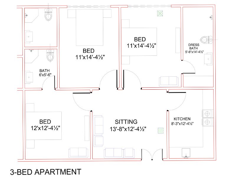 3 Bed Apartment Architecture Plan website Ravi Business Center RBC
